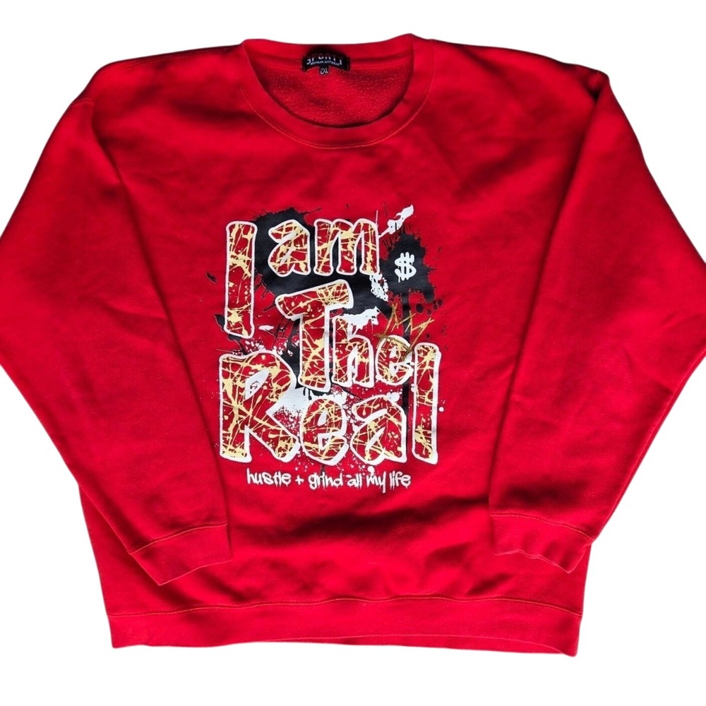 3Forty Red I am That Real Graphic Sweatshirt 2XL Crewneck